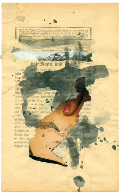 André Werner, untitled, collage, watercolor on page, Aug. 1990
