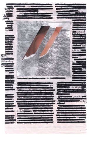 André Werner, untitled, collage, marker on newspaper, 1990, 17,0 x 25,9 cm,  6,7 x 10,2 inches