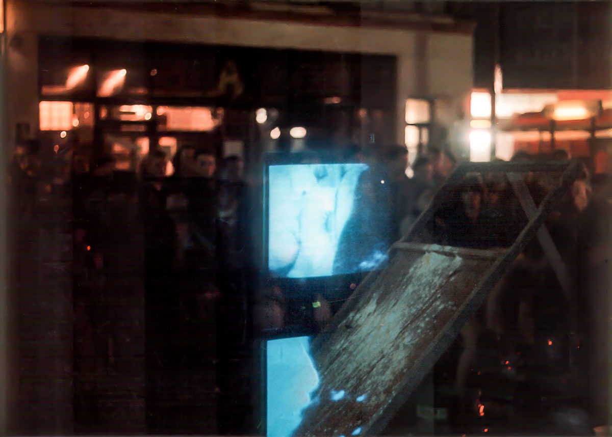 contra punkt, André Werner and Wolfram Odin, Video performances, 1987, Gallery Zindel & Grabner Oranien Str. Berlin, Kreuzberg