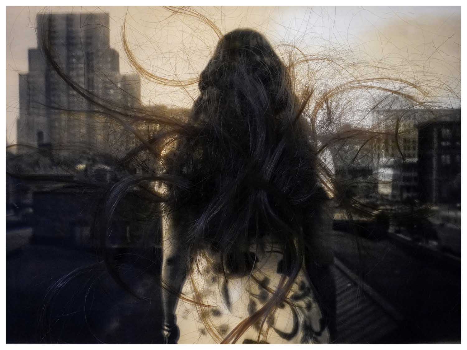 André Werner, Her Hair IV a, 2023 Installation based photograph Fine Art print on Baryte paper, Edition of 5 | 2 AP 30 x 40 cm (print), 40 x 50 cm (framed)