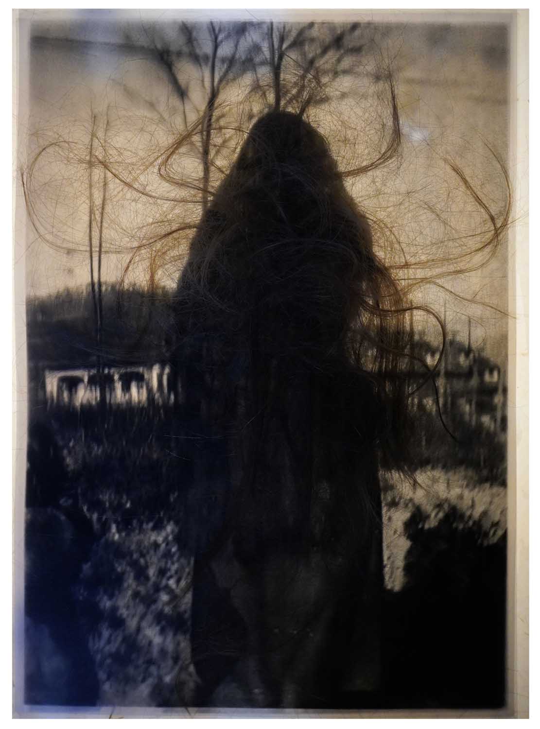 André Werner, Her Hair V a, 2023. Installation based photograph. Fine Art print on Arches cotton rag 310, Edition of 5 | 2 AP, 40 x 30 cm (print), 50 x 40 cm (framed)