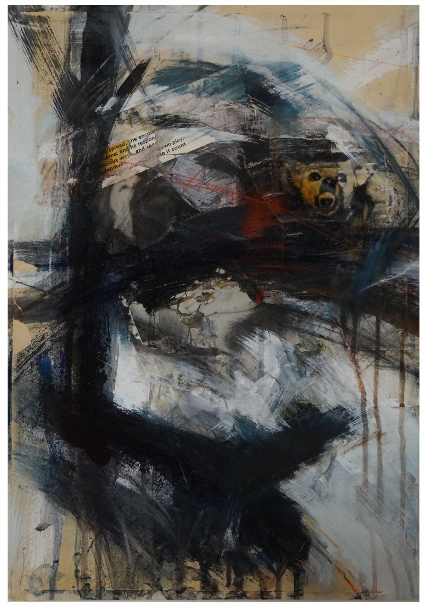 André Werner, untitled (hound), mixed media, painted photograph on paper, ca. 1988, 42 x 29,7 cm, 16,5 x 11,6 inch