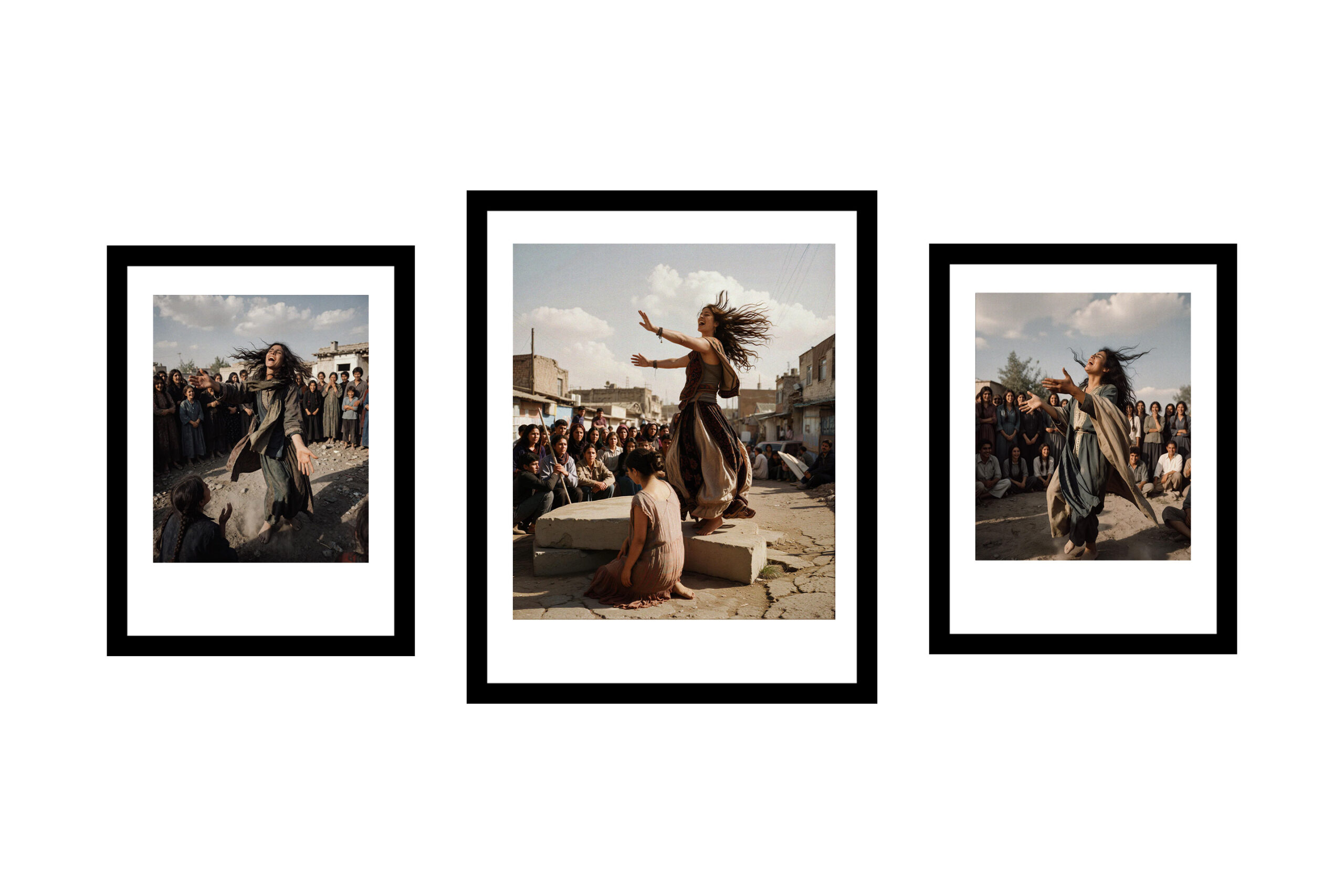 André Werner, triptych from the series Judith is singing (after Doré) I,a direct visual response to Gustave Doré’s famous woodcut Judith showing the head of Holofernes. Fine Art print on Baryte paper, 36x31 cm / 26x21 print, 50x40/40x30cm framed, Ed. of 5/2AP, 2026