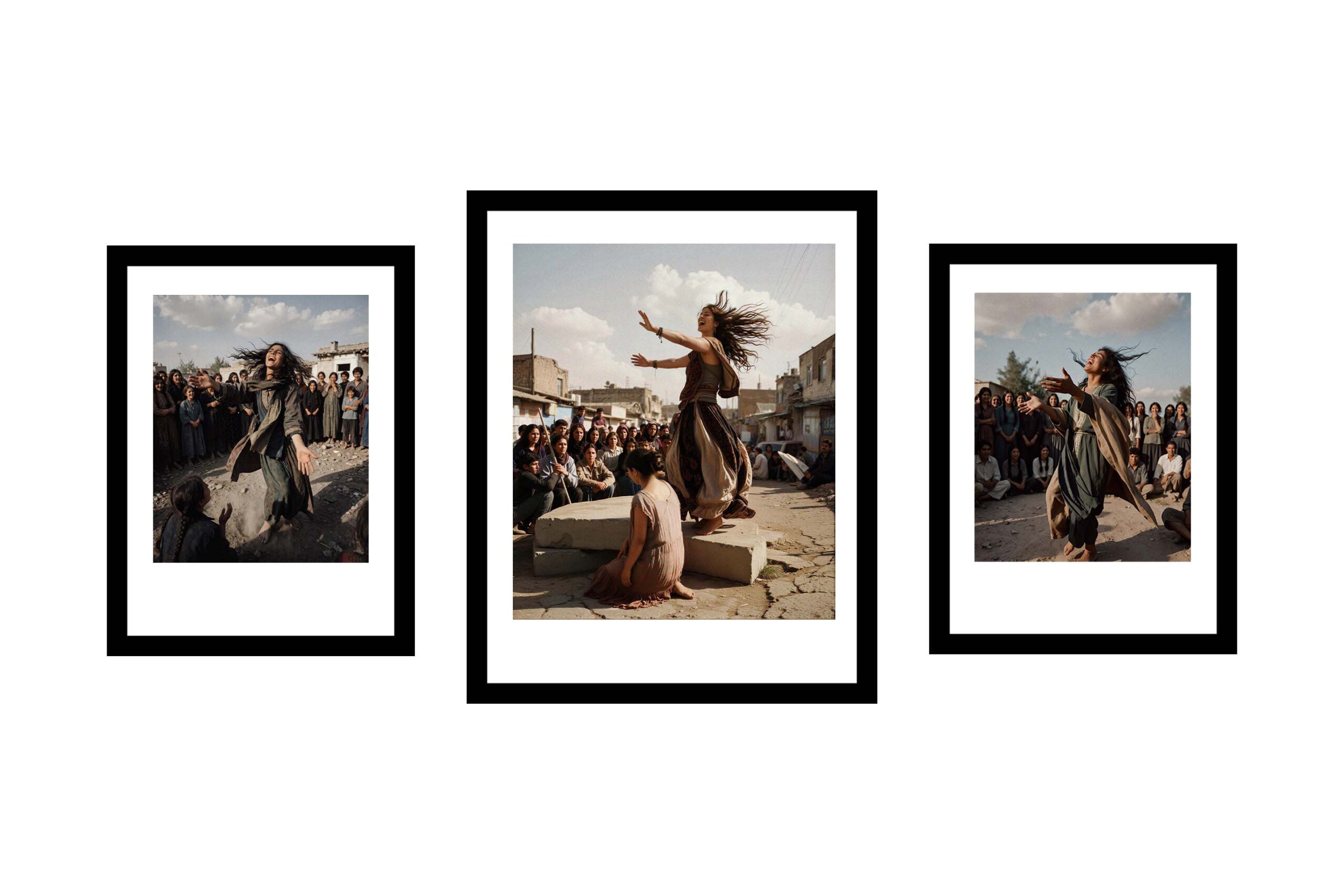 André Werner, triptych from the series Judith is singing (after Doré) I,a direct visual response to Gustave Doré’s famous woodcut Judith showing the head of Holofernes. Fine Art print on Baryte paper, 36x31 cm / 26x21 print, 50x40/40x30cm framed, Ed. of 5/2AP, 2026
